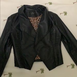 TCEC black faux leather jacket EUC